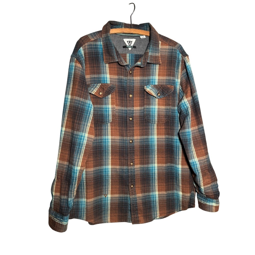 Vissla Mens Plaid Flannel Button Down Shirt Gorpcore XL Heritage Streetwear